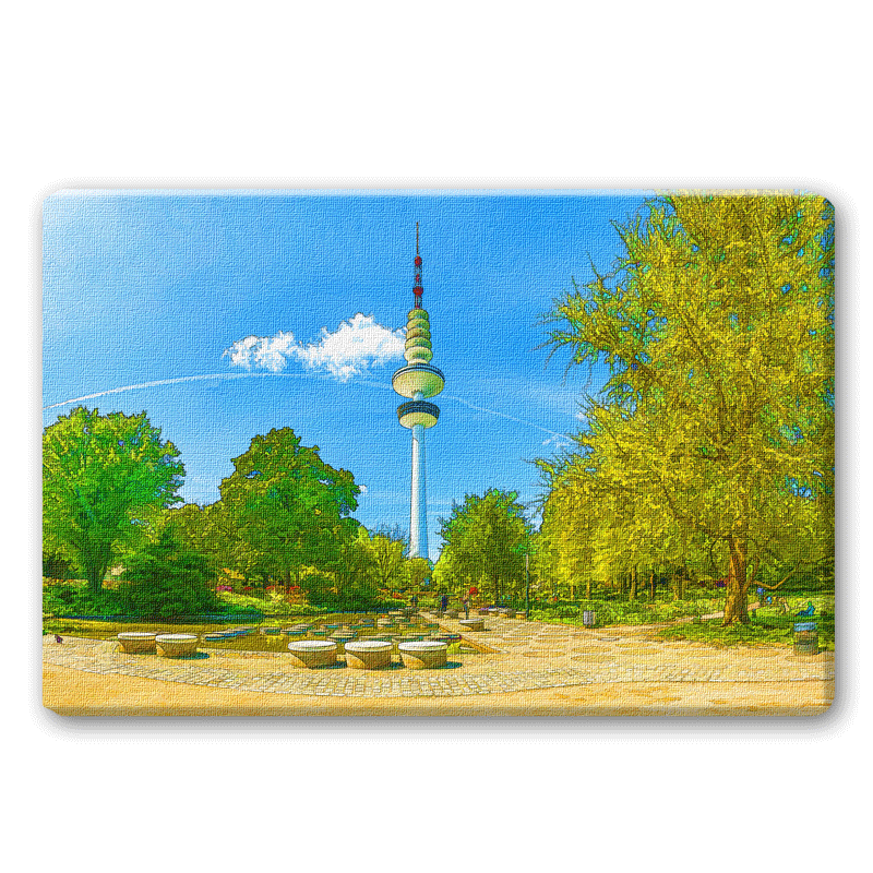 Planten un Blomen und im Hintergrund der Hamburger Fernsehturm.