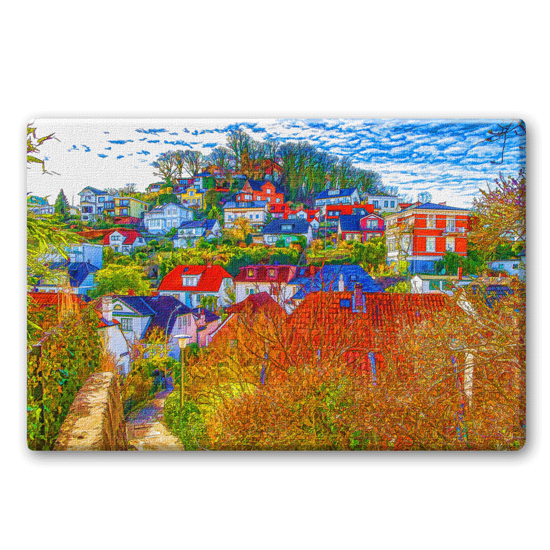 Ein Blick auf das Blankeneser Treppenviertel und den Süllberg.