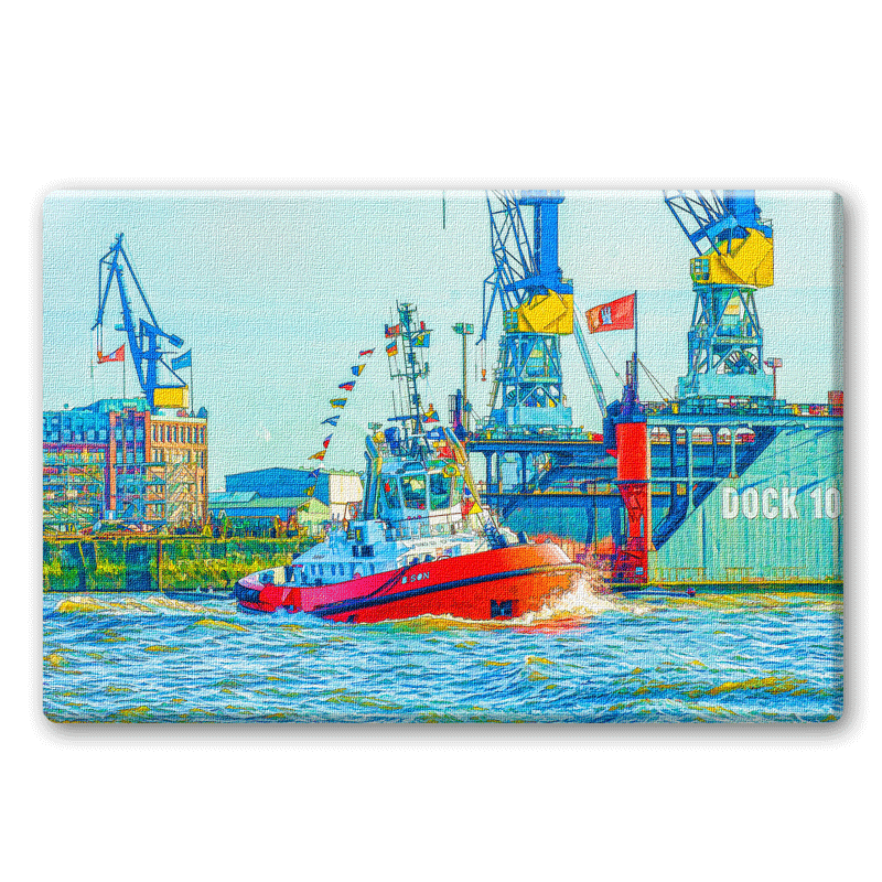 Ein Schlepper im Hamburger Hafen bei Dock 10.