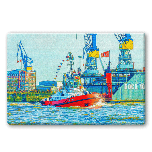 Ein Schlepper im Hamburger Hafen bei Dock 10.