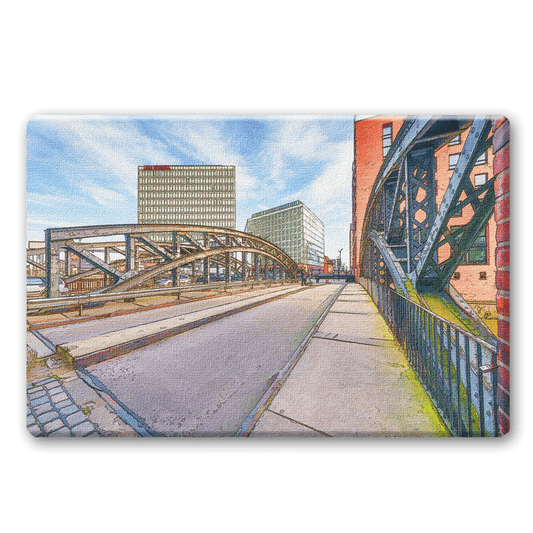 Auf der Poggenmühlenbrücke mit Blick auf das Spiegelhaus